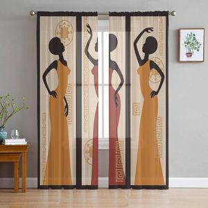 Gardin afrikanska kvinnor konst etnisk fönsterbehandling tyll modern ren gardiner för kök vardagsrum sovrumsdekorationen