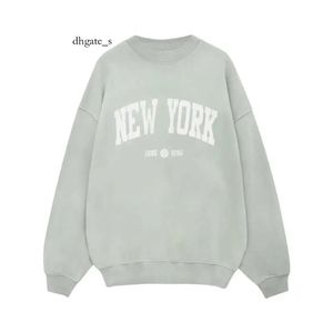 women anine hoodie Sweatshirt Classic Letter Print Light Green Round Neck with Plush Lining for Women Sweater Sportswear BING