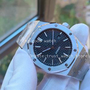 2 Colors Mens Automatic Mechanical Watches U1f Factory Black Blue Dial Classic style 41mm Stainless Steel Transparent back Wristwatches Sapphire With Original Box