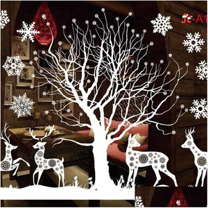 Christmas Decorations Pvc White Sticker Merry Gel Removable Wall Window Glass Stickers 50X35Cm Santa Snowflake Drop Delivery Home Ga Dhejw