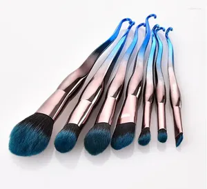 Makeup Brushes 7pcs Brush Set Pink Green Gradient Plastic Handle