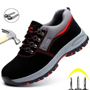 Klädskor oförstörbara män Antipunktur Säkerhetsarbeten Sneakers Man Vandring Antismash Steel Toe Security Footwear 230421