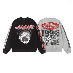 Herrtröjor 1996 Black Hellstar Roar Sweatshirts Men Women Records Long Sleeve Crewneck Hip Hop Hoodie Pullover