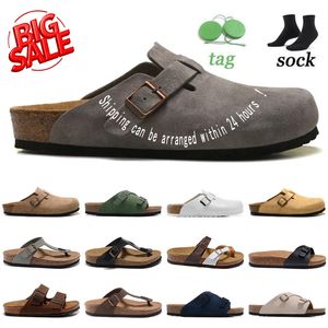 Designer boston sandals summer cork flat slippers fashion leather slides beach casual shoes clogs for women mens arizona mayari clog suede Buckle Strap Shoe 35-46