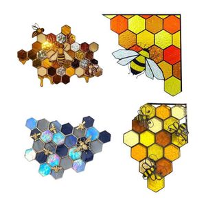 Queen Bee Proteggi Miele Suncatcher Finestra Adesivo da parete Home Room Decor Stickers264e