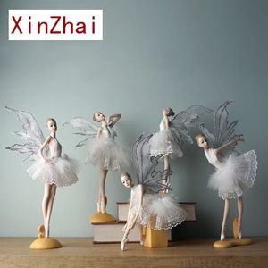 クリスマスの装飾VILEAD RESIN BALLET DANCER FIGRINE CREATINE ANGEL MINIATURE FAIRY GARDAN STATUEモデルガールルーム装飾アクセサリーインテリア231121