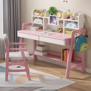 Nordic style solid wood adjustable desk, simple desk, computer desk, children's study table, solid wood desk, bookcase style