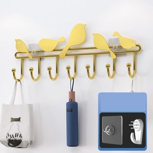 Hooks & Rails Multifunctional No Nail Door Clothes Hanger Towel Wall Hook Rustproof Storage Rack Key Holder For Bathroom Kitchen Accessories