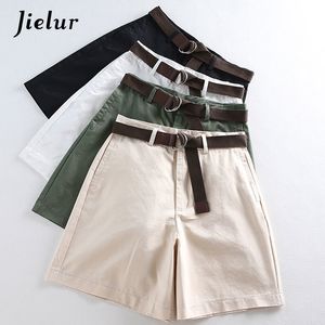 Women's Shorts Jielur Shorts All-match 4 Solid Color Sashes Casual Shorts Women A-line High Waist Slim Short Femme Chic S-XXL Ladies Bottom 230421