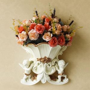 Harzkunst Vasen Home Decorative European Style Kreative Hängende Wand Vase Hochzeit Home Dekoration Wohnzimmer Tisch Blume Vase248l