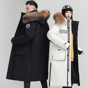 Casal estilo para baixo jaqueta feminina high-end inverno longo 2023 versão coreana 90 pato branco para baixo estilo de isolamento casaco