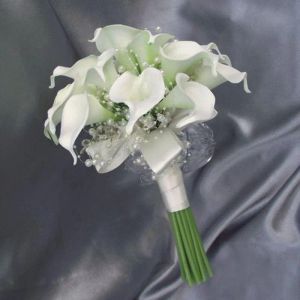  Düğün Çiçekleri Beyaz Calla Lily Yapay Gelin Buket Nedime Mariage Ramo de Novia Çiçek Zz