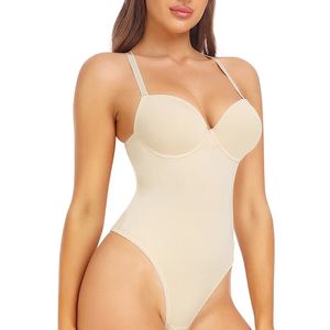 Tanga baixa costas sem costura bodysuit para mulheres controle de barriga corpo shaper push up espartilho modelagem roupa interior respirável shapewear