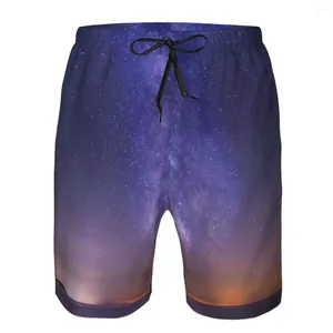 Shorts masculinos Quick Dry Swimwear Beach Board Curto para Homem Mar Céu Cheio de Estrelas Tronco de Natação