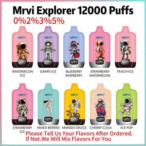 Orijinal Sıcak Mrvi Explorer 12000 Puflar Tekrar ekranlı ekran 22ml 10 lezzetle 12K tek kullanımlık vape 12k 0% 2% 3% 5% E Sigara Ücretsiz Gemi Eu