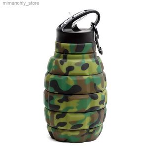 Wasserflasche Outdoor Sports Work Collapsib Grenade Water Bott Food Grade Silicone Riding Camping Hiking Water Bott with Hook Carabiner Q231122