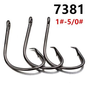 200st Lot 1# -5 0# 7381 Sport Circle Hook High Carbon Steel Barbed Fishing Hooks Fishhooks Pesca Tackle Accessories Ku 8274K