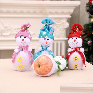 4 färger jul söt snögubbe docka äpple presentväskor hänge barn leksaker tacksägelse hemfest dekoration skrivbord ornament dropp deliv dhlbt