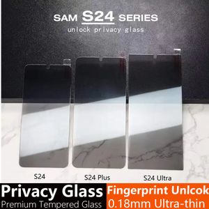 s24ultra Sblocco impronta digitale 0,18 mm Privacy 2.5D Proteggi schermo in vetro temperato trasparente per telefono per Samsung Galaxy S24 S23 S22 S21 Plus all'ingrosso