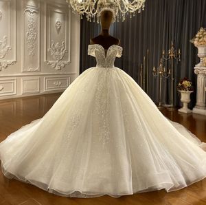 2024 Luxus Ballkleid Brautkleid aus der Schulter Schatz Perlen Tüll Lace Up Braut Kleider Vestido De Novia Casamento nach Maß