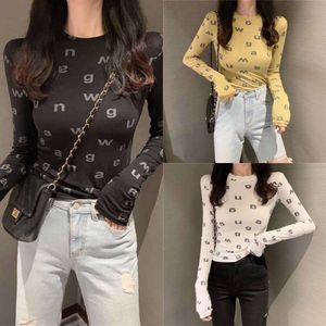 Women T-Shirt Designer Sexy Bodycon Long Sleeve T-shirt Tops For Woman Spring Fall Female Tee Luxury Clothes Streetwear