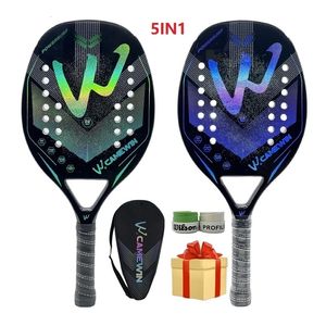 Tennisracketar Tennisracketar Comewin 3K Holographic Beach Tennis Racket Full Carbon Fiber Frame Feminino Masculina Kit Rude Surface Treatment Nybörjare 231120