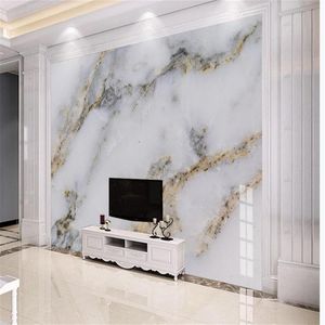 Modern minimalistisk gyllene marmor tapeter bakgrund vägg 3d väggmålningar tapeter för vardagsrum 3D anpassade tapeter2485