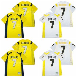 High School Football Bullis Bulldog Jersey 7 Dwayne Haskins Uniform Alle genähten Team Gelbe Farbe Weiß Atmungsaktive Reine Baumwolle Aufgenähter Pullover Moive College