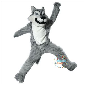 2024 Wysokiej jakości szary Wolf Mascot Costume Halloween świąteczny impreza sukienka z kreskówek garnitur karnawał unisex dla dorosłych strój