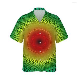 Herren Freizeithemden Jumeast 3d Swirl Optical Art Printed Herren Hawaiihemd Kurzarm Harajuku Abstrakte Mode für Männer Lose Streetwear