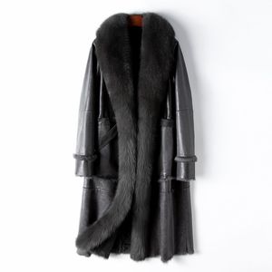 New winter 2023 women's fox fur collar and rabbit fur integrated long loose fur coat