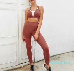 Yoga kläder Sömlös Set Sports BH Leggings Kvinna Push Up Stretchy High midje Sport Pants Gym Träning Running Fitness Sportwear Suit