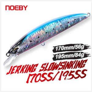 Baits Lures Noeby Minnow Fishing Lure 170mm 56g 195mm 84g Jerking Bait Slow Sinking Artificial Hard Bait for Tuna Sea Tackle Fishing Lures 230421