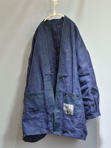Kopa damski płaszcze kobiety parkas v szyja kieszenie 2023 Zimowe ręcznie robione hafty bawełniane bawełniane wyściełane ciepły płaszcz