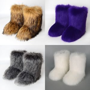 Winter Women Boots Designer Fuzzy Boot Furry Shoes Fur Fur Snow Plush Plush Rubber Flat Flat