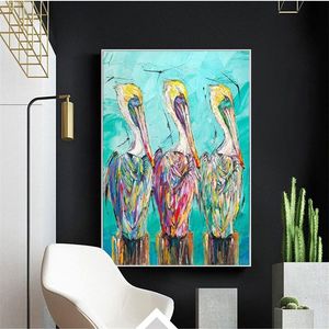 Canvas Art Oil Paintings Birds on Seaside Wall Art Print Pictures per soggiorno dipinti di arte animale Arte per la casa decorazione244e