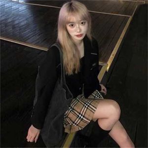 Skirts Designer 2022 Autumn/winter New College Style High Waist Anti Glare A-line Short Skirt Plaid Half Small Fresh Pleated SMM6