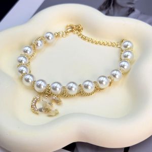 Pearl Bracelet Popular Fashion Brand Letter C Women's Rhinestone Bracelet Fashion Jewelry Accessories