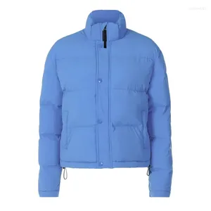 Männer Jacken 2023 Blau Lose Ernte Brot Jacke Frauen Casual Vielseitige Verdickte Stehkragen Zipper Baumwolle Mantel Krawatte Winter streetwear