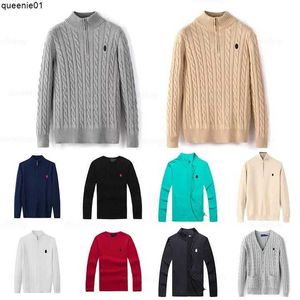 Maglioni da uomo Maglioni firmati da uomo Camicie Ralphs Mezza cerniera spessa Collo alto Pullover caldo Maglioni lavorati a maglia slim Felpa in cotone di marca piccolo cavallo in pile