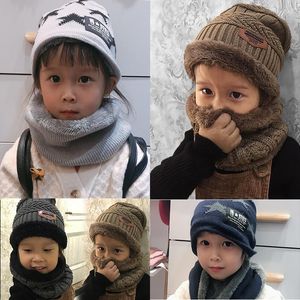 Mützen Schals Handschuhe Sets Winter Schal Hut Set für Jungen Mädchen niedlich Mode Kinder Baumwolle gestrickte Mützen Halskragen im Freien warm