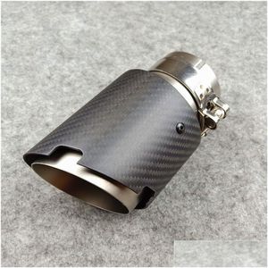 Muffler For Carbon Fibre Car Exhaust Pipe Tip Matte Black Twill Sier Coated Stainless Steel 1Pcs Drop Delivery Mobiles Motorcycles P Dhe9M