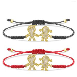 Bracelets de charme zirconia cúbica Crystal Brass Boy e garotas amantes Bracelete mulheres simples corda vermelha trançada jóias de cordas de cordas presentes