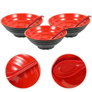 Tigelas Ramen Bowl Set Estilo Japonês Macarrão Sopa de Arroz Grande Colher Doméstica Melamina Colheres Microwavable Talheres