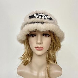 Berretti Elegante cappello caldo invernale con cappelli a secchiello da donna lavorati a maglia