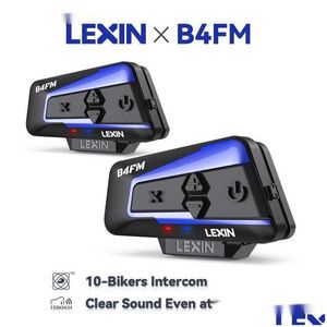 Motorcycle Intercom Walkie Talkie Lexin B4Fm-X Bluetooth Helmet Headsets Bt 5.0 Wireless Communication Interphone Music Sharing 10 R Dhx2C