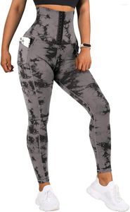 Kvinnors byxor Casual Women's 2023 Sexig sömnad Leggings Skinnytie-Dye Pocket Bottom Lyft Daglig blyertspenna Lång kvinnlig byxa