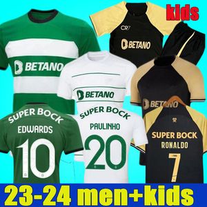 CR7 23 24 Sporting CP Anniversary Soccer Jerseys Lisbon Ronaldo Coates Mathieu Jovane Vietto 2023 2024 Lisboa 3rd Football Shirt Men Kits Kits Home Away Away Terceiro