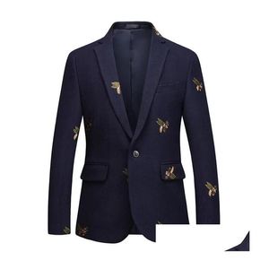 Bröllop tuxedos mens bin broderi blazer smal fit prom blazers t ull för män stilfull kostym jacka droppleveransparty evenemang brudgum dhny1