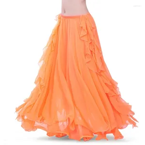 Palco desgaste chiffon duplo fendas altas oriental saias de dança do ventre para mulheres (sem cinto) traje accessoires saia